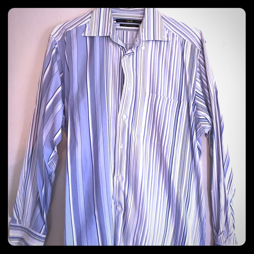 Cifonelli striped blue large dress shirt